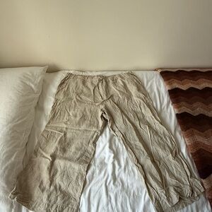 Allen Allen beige cropped linen pants 2X